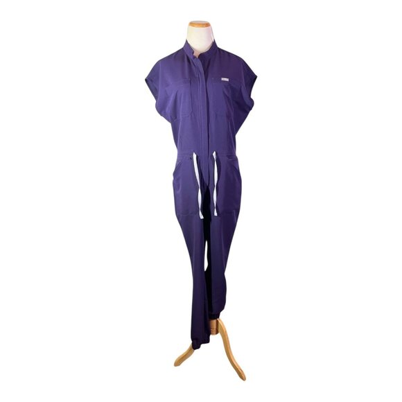 FIGS Women's M Rafaela Cargo Scrub Jumpsuit Short Sleeve Purple - Picture 4 of 11